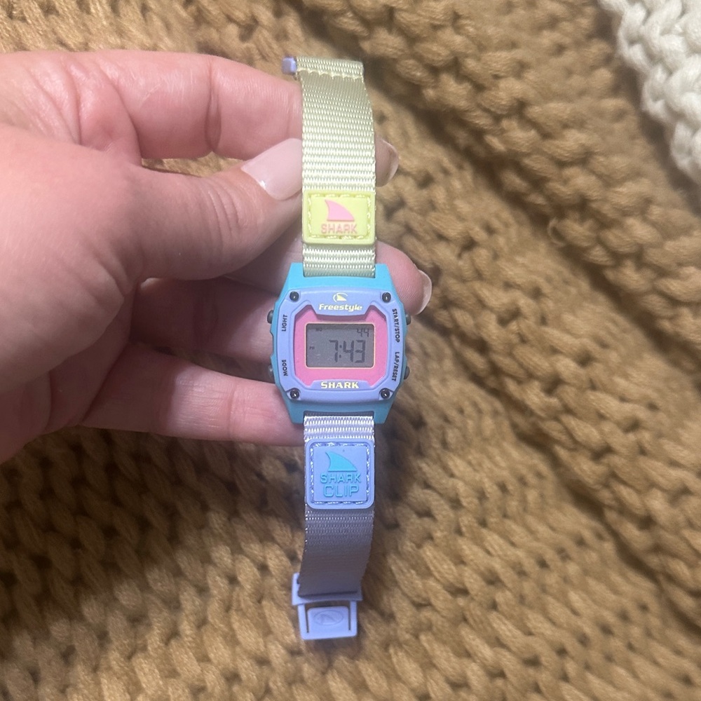 Freestyle Shark Mini Clip Digital Watch in Pastel Blue and Yellow